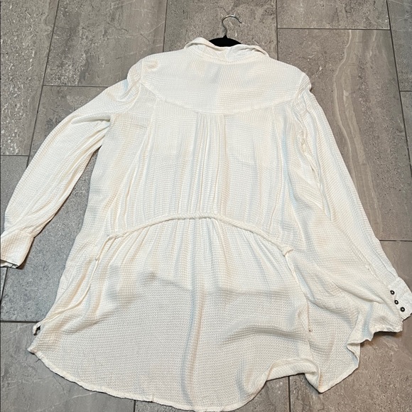 Free People White Waffle Button Down Shirt - Picture 8 of 8